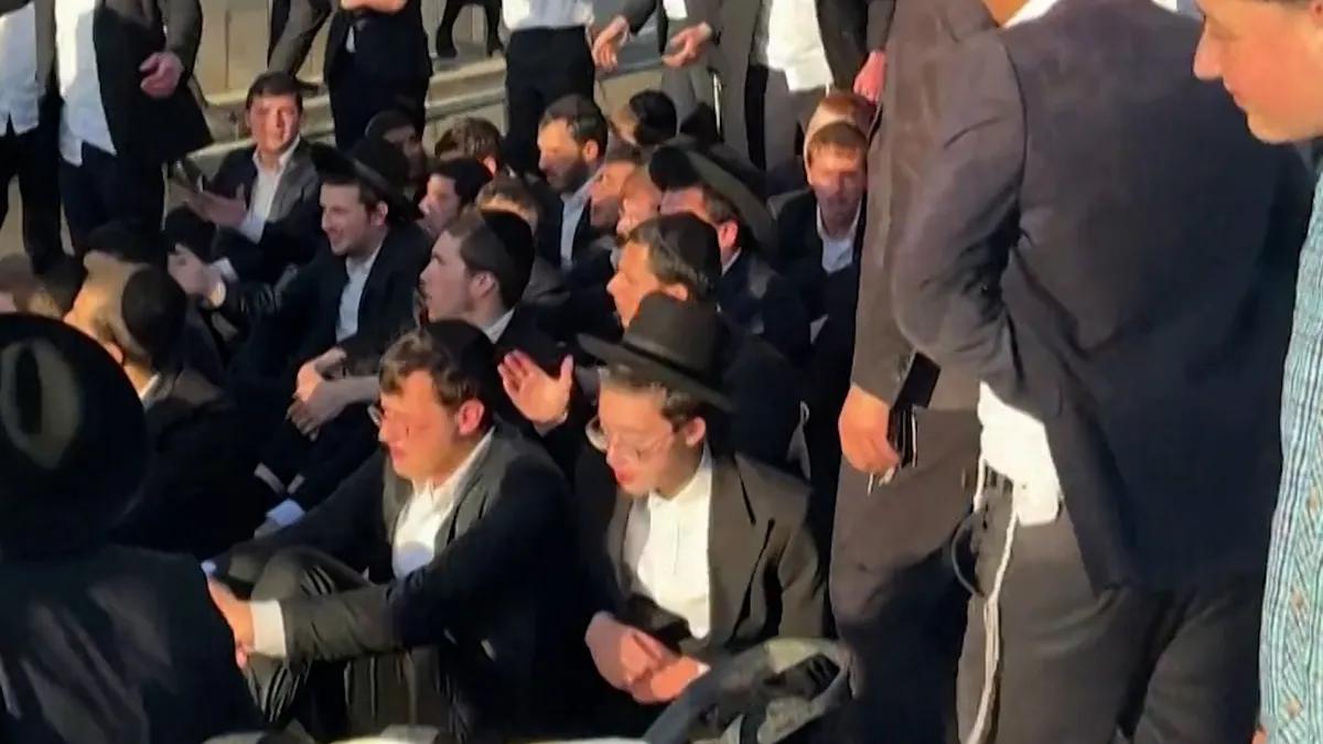 Hundreds of ultra-Orthodox Jews block road in protest against Israel's military draft