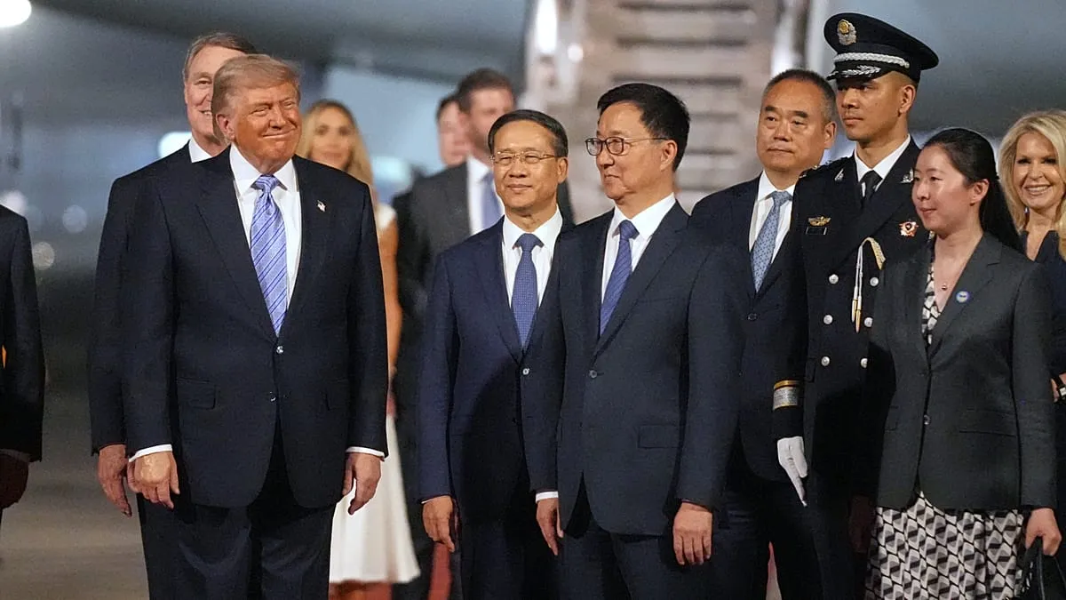 Trump lands in Beijing and yes, he's there to talk trade (shocking, we know)