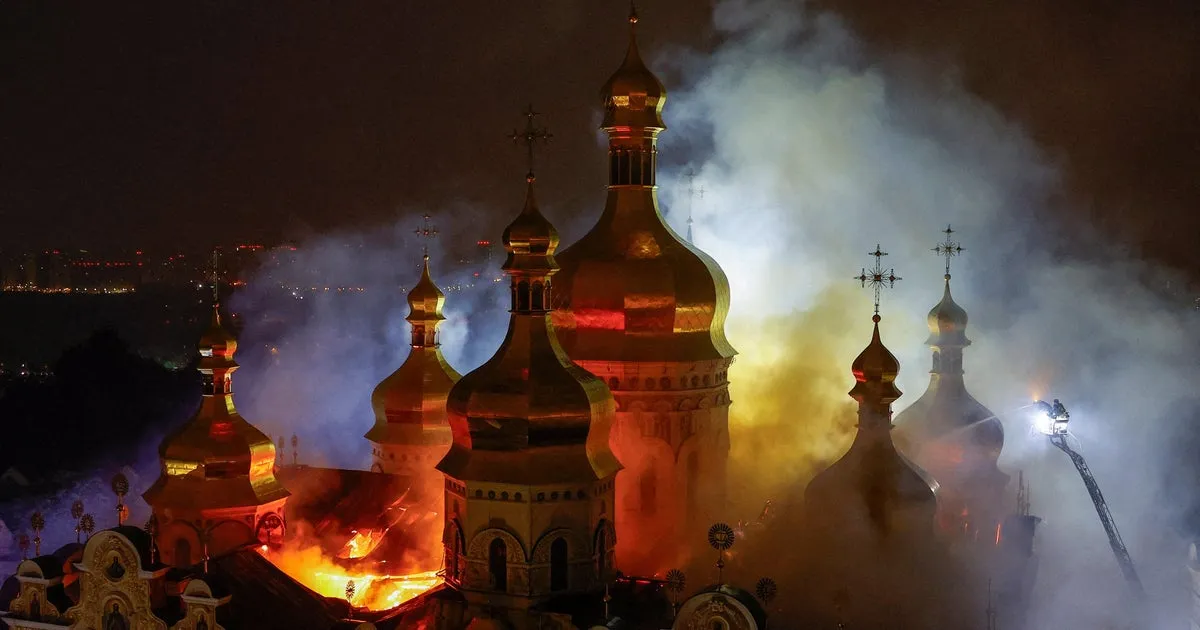 Russia missiles set a centuries-old Ukrainian cathedral on fire, killing 11