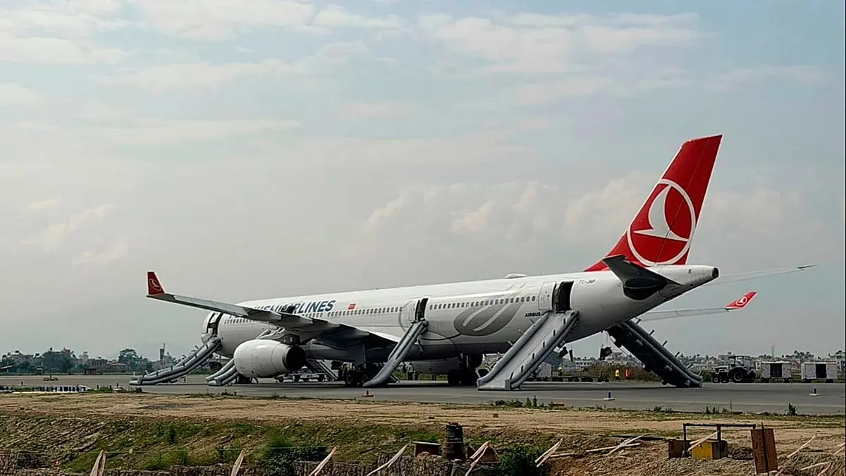 Turkish Airlines plane evacuated after landing gear fire at Nepal airport